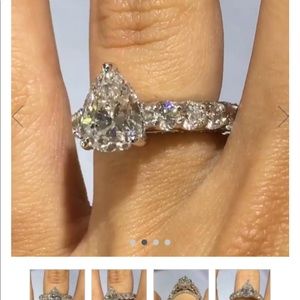 LAJERRIO Pear Cut White Sapphire Ring